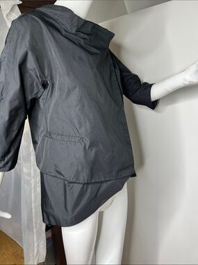 Jarbo Sz S Black 3/4 Sleeve Standing Collar Geometric Jacket